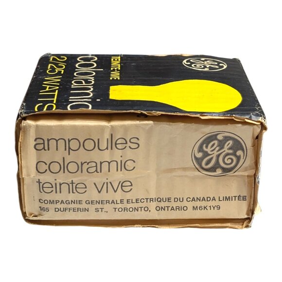 GE Coloramic Light Bulb 2-Pack 25 Watt Yellow Saturated Colour NOS Vintage USA - Picture 3 of 7